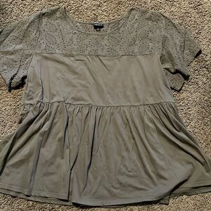 Torrid military green top with lace yoke